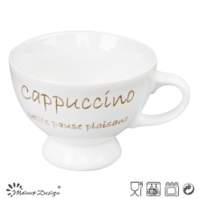 White Color with Golden Printing Footed Soup Mug